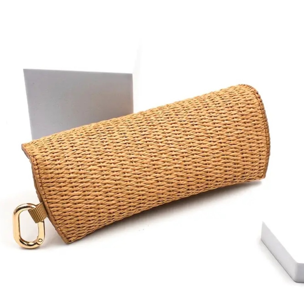 Raffia Sunglasses Case Glasses Sunnies Keychain Clutch Woven Jute Bag NEW - Picture 8 of 12